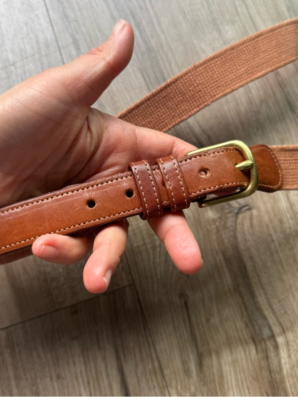 Coach Vintage brown Twill & Brown Leather Belt 36"